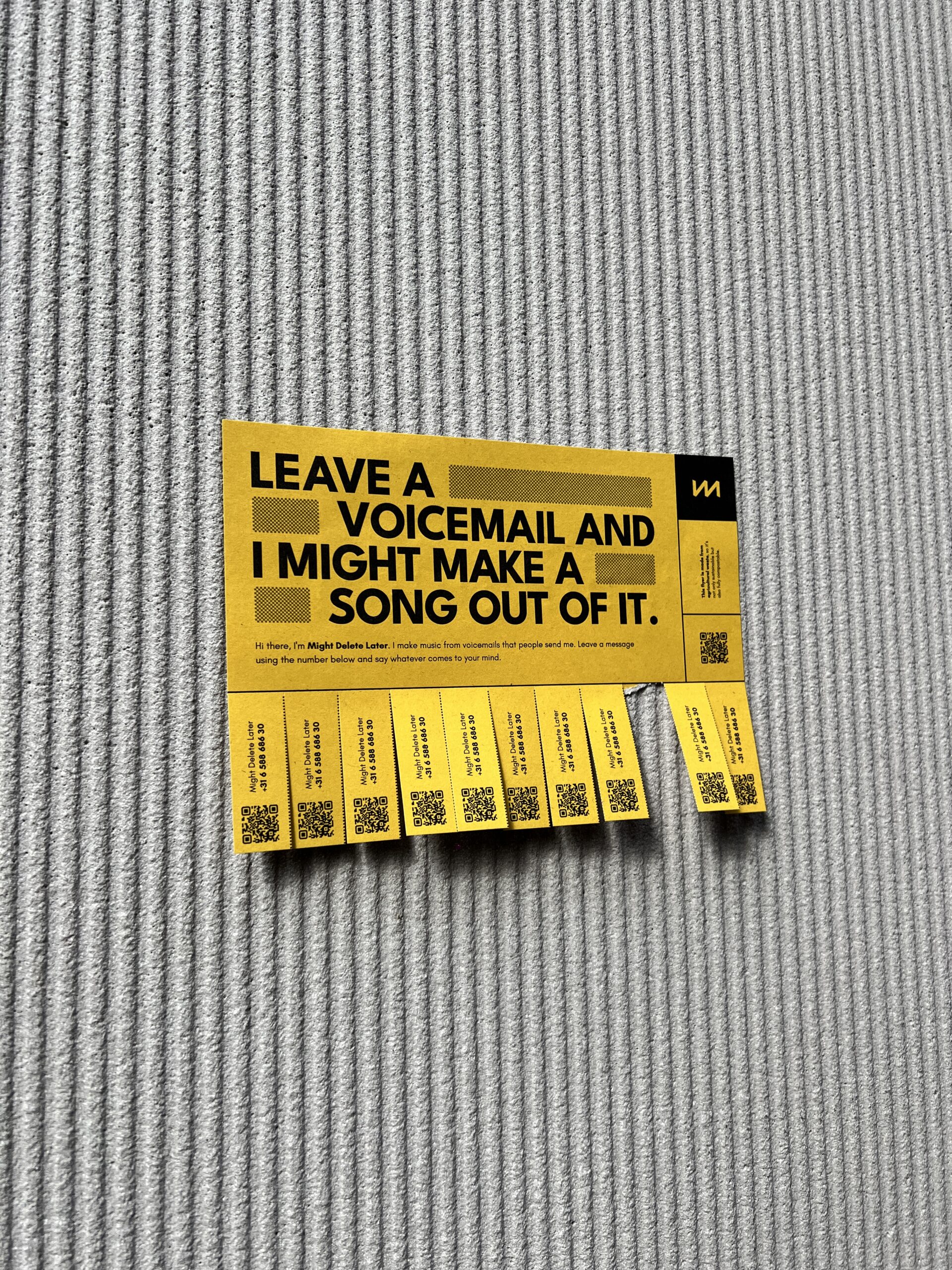 Might Delete Later "Call Me" flyers that you can place anywhere you like