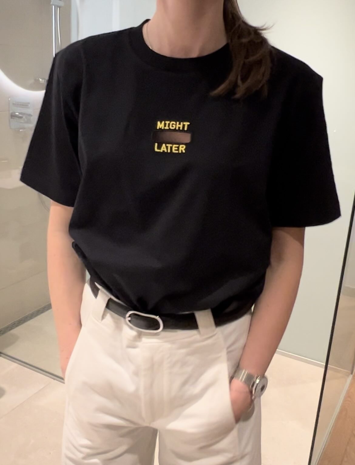 Earth Positive Might Delete Later T shirts with a laser cut word "DELETE"